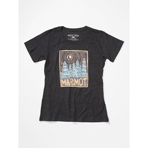 Marmot Clothes Black NZ - Woodblock T-Shirts Womens NZ7981623
